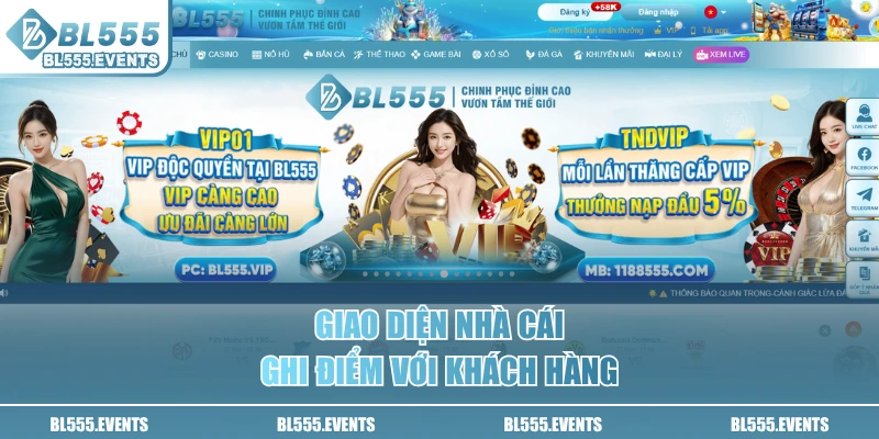 Giao diện nhà cái ghi điểm với khách hàng